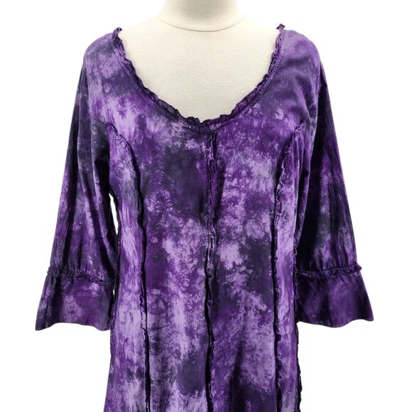 Vintage Phool Womens Large Dress Maxi Tie Dye Purple Ruffle Boho Hippie Party - Picture 2 of 9